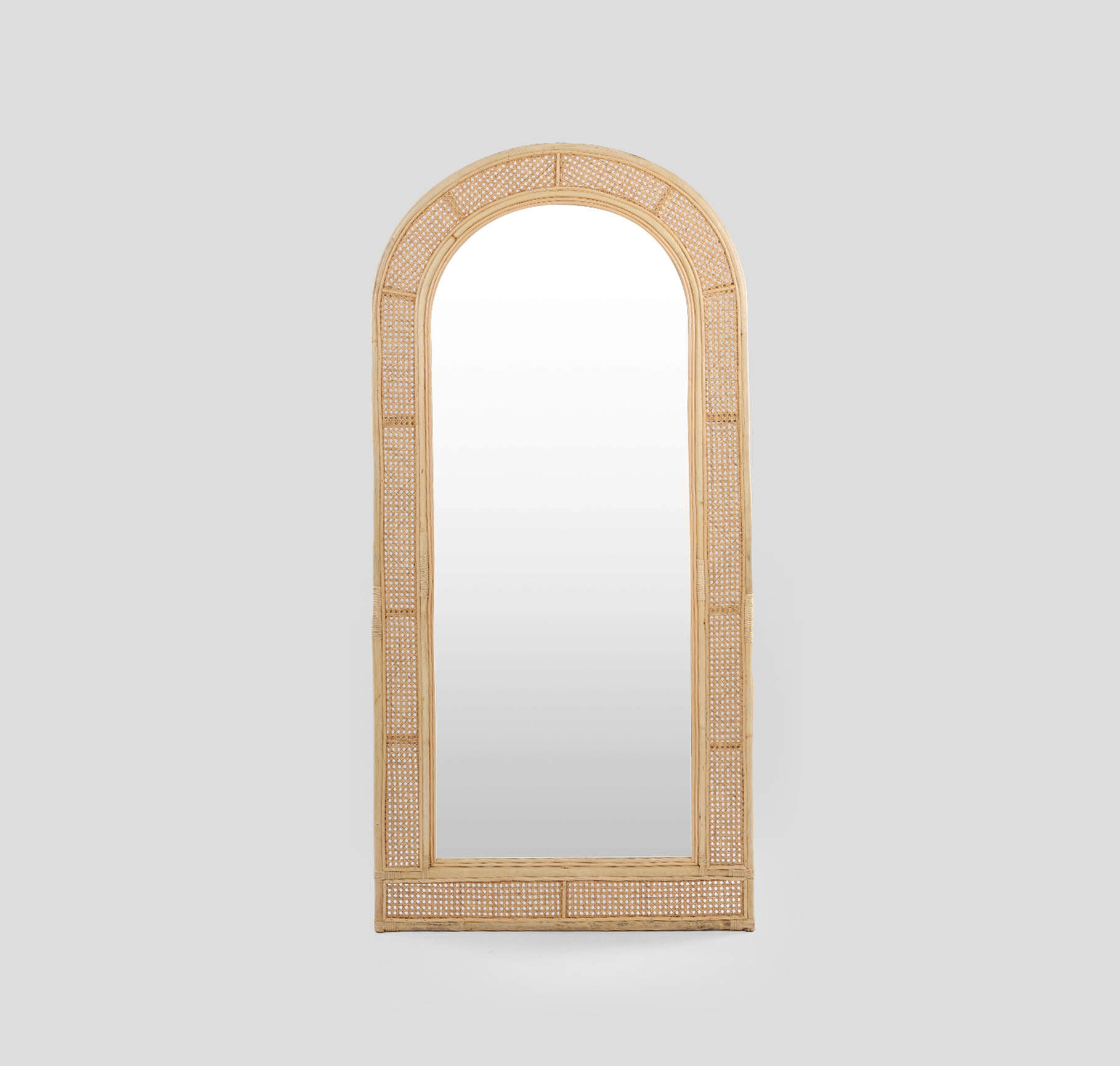 Josie Handcrafted Boho-Style Cane and Bamboo Mirror 0