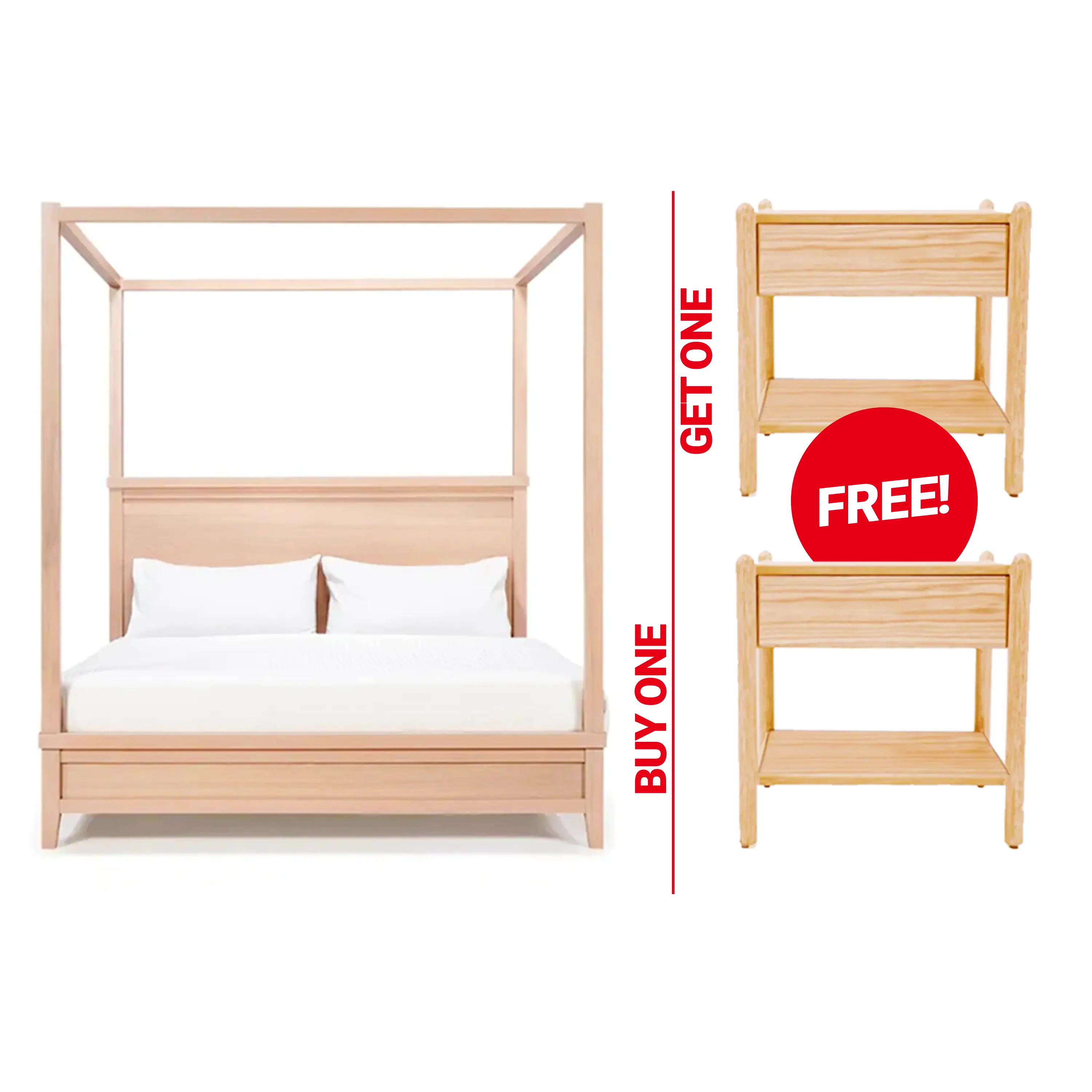 Lea Canopy Bed + Selma Night table Set of 2 0