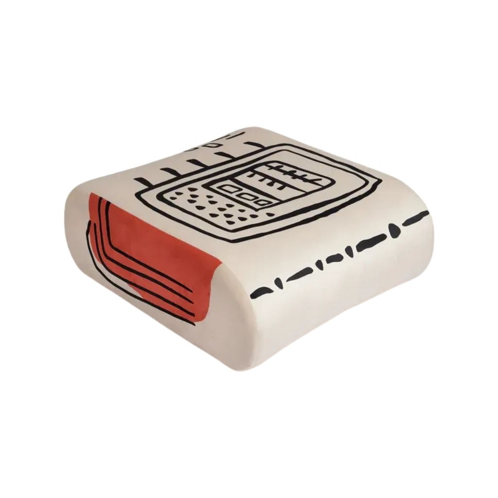 Kipu Ottoman - Stylish Velvet Seat With a Unique Graphic Print 0