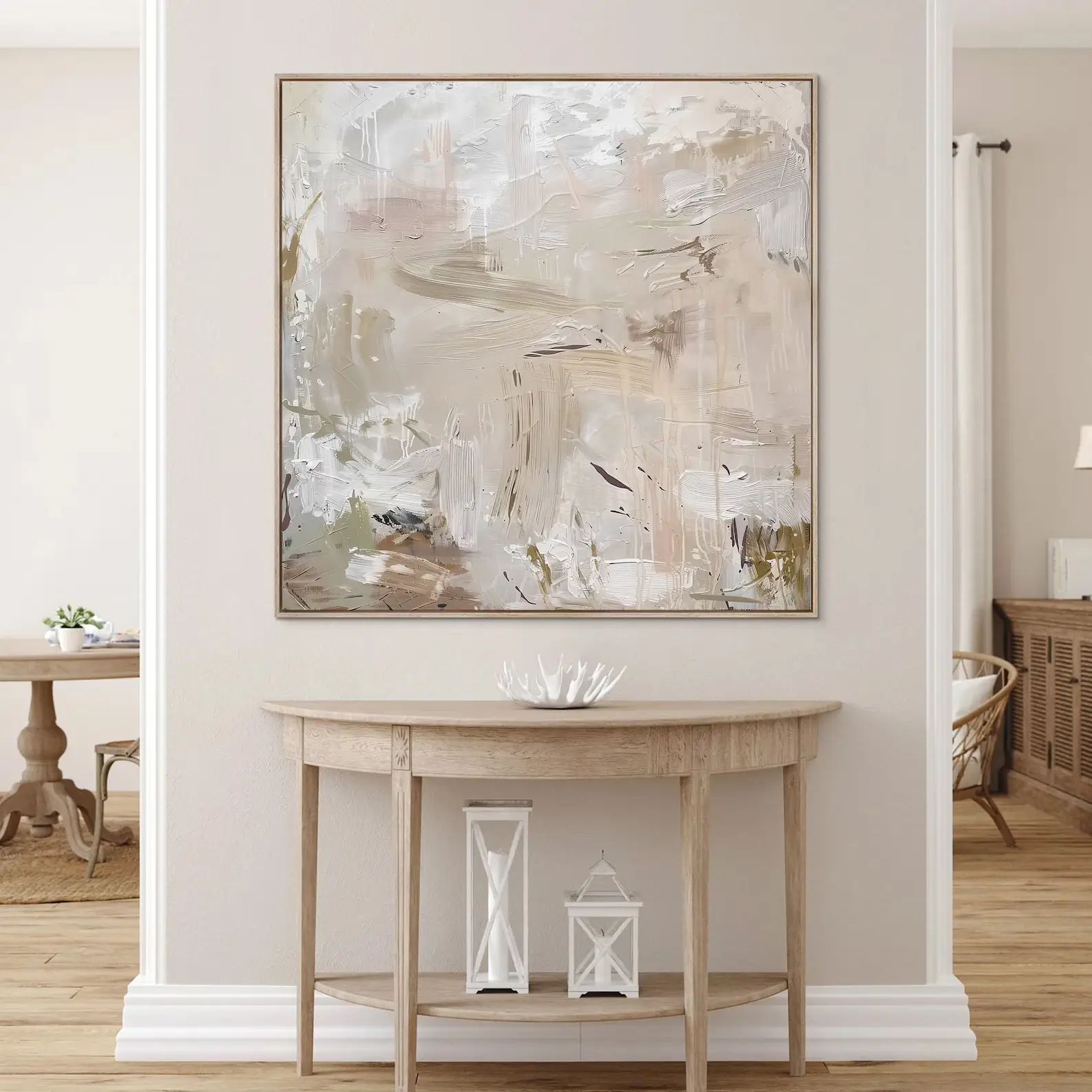Earthy Abstract Artwork – Soft Beige and White Tones 1