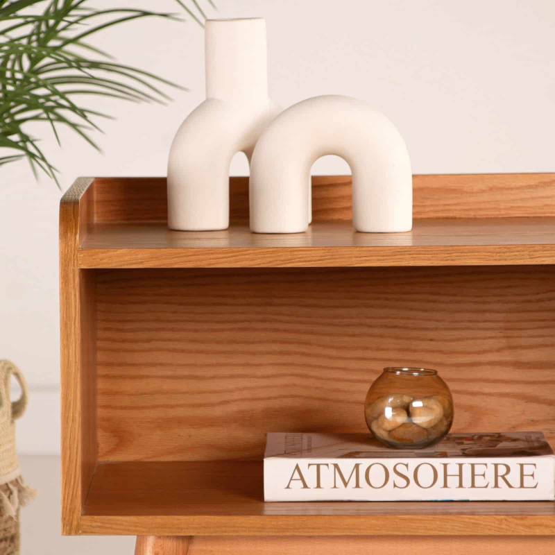 Modest TV Unit With Shelves - In Beech & Counter Wood 3