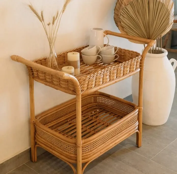Thea Bamboo And Cane Trolley 3
