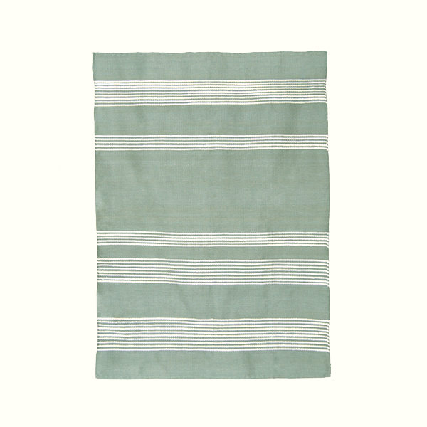 Meadow Cotton Rug – Green Minimalist Handwoven Striped Design image