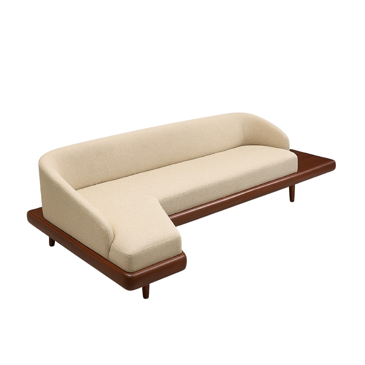 Curved Sofa With Walnut Wood Base 0
