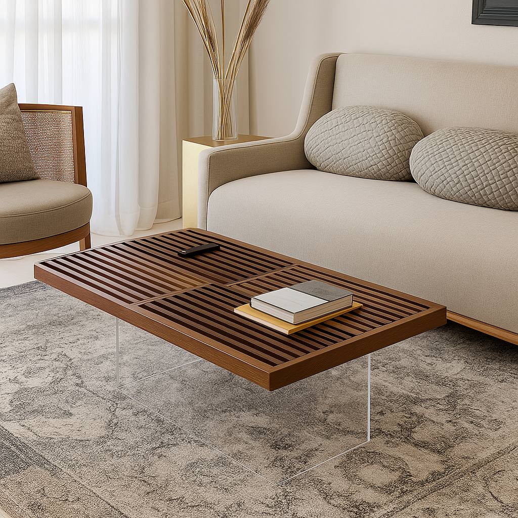 Tyra Acrylic & Beech Wood Coffee Table 2