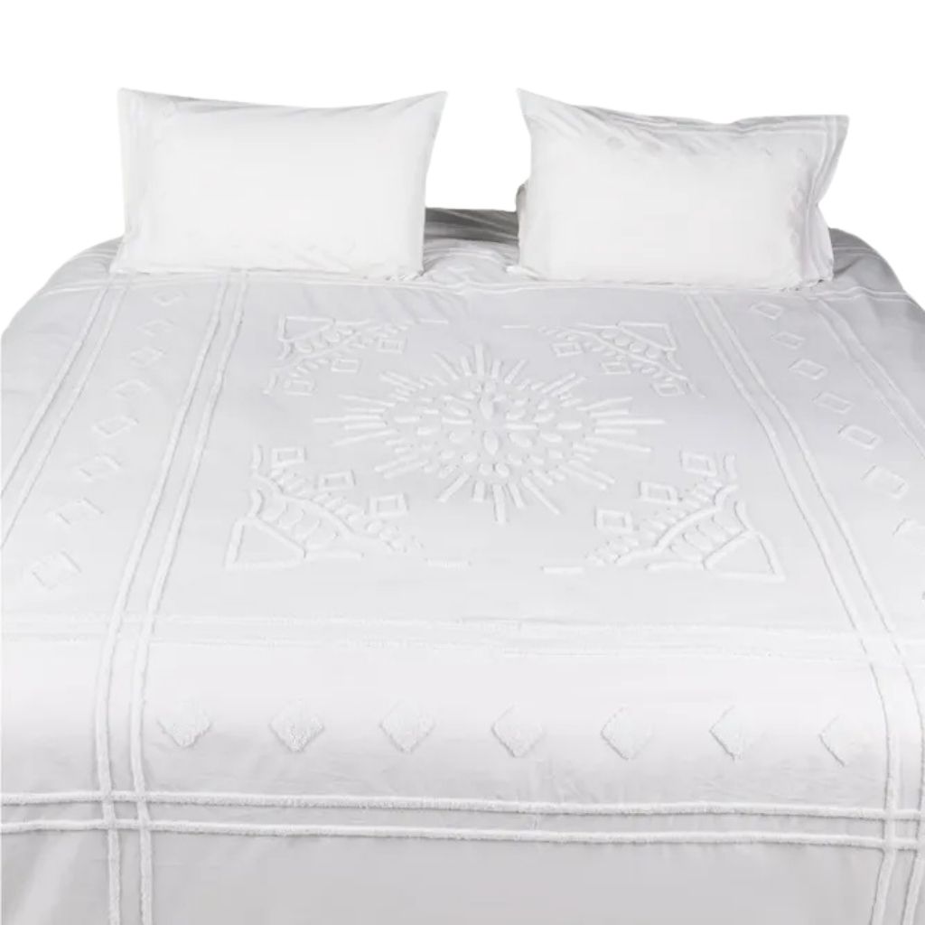 Boho Tufted Duvet Set in White 0