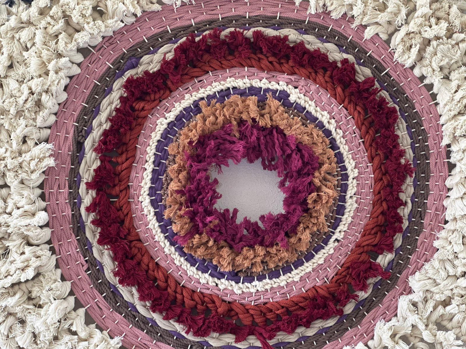 Mati Oval Handmade Wall Hanging in Red & White 3