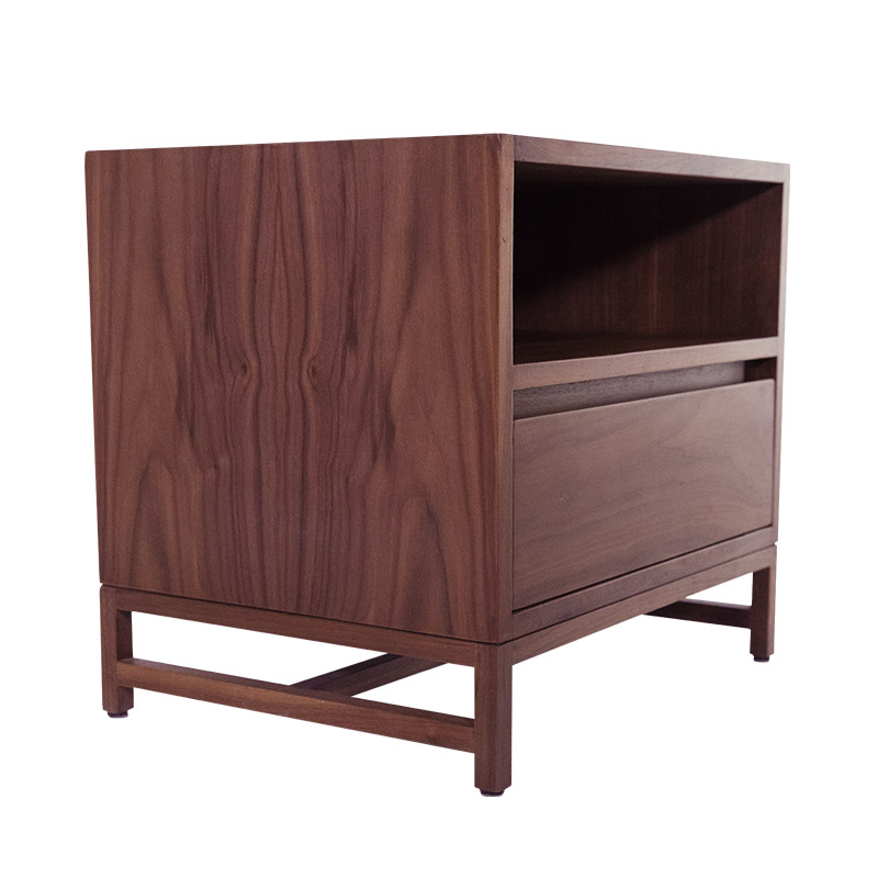 Walnut Bedside Table with Upper Shelf 0