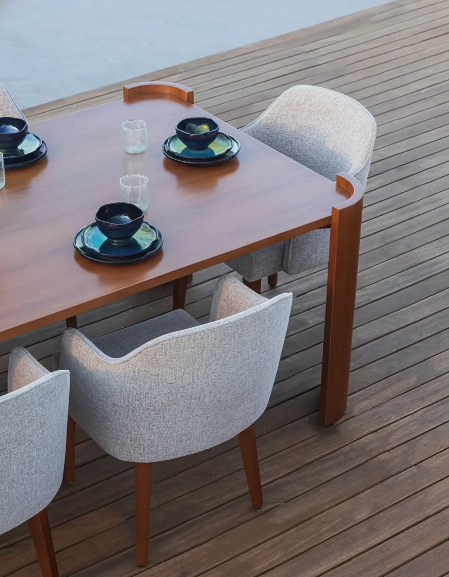 Glimmer Beech Wood Dining Table With Cherry Veneer 3