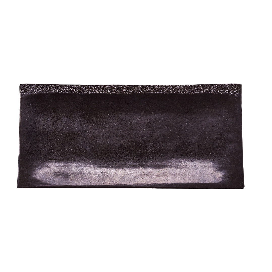 Ashes Serving Plate Rectangular Hammered Edge Black 0