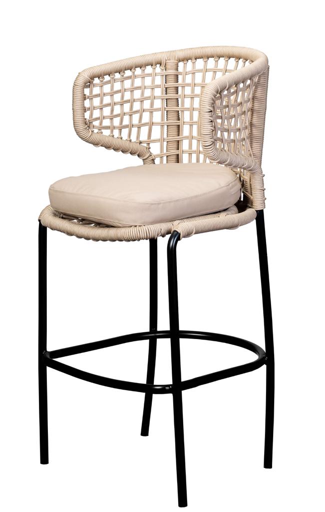 Mintra Rope Weave Bar Stool With Aluminum Legs and Treated Fabric Seat 0
