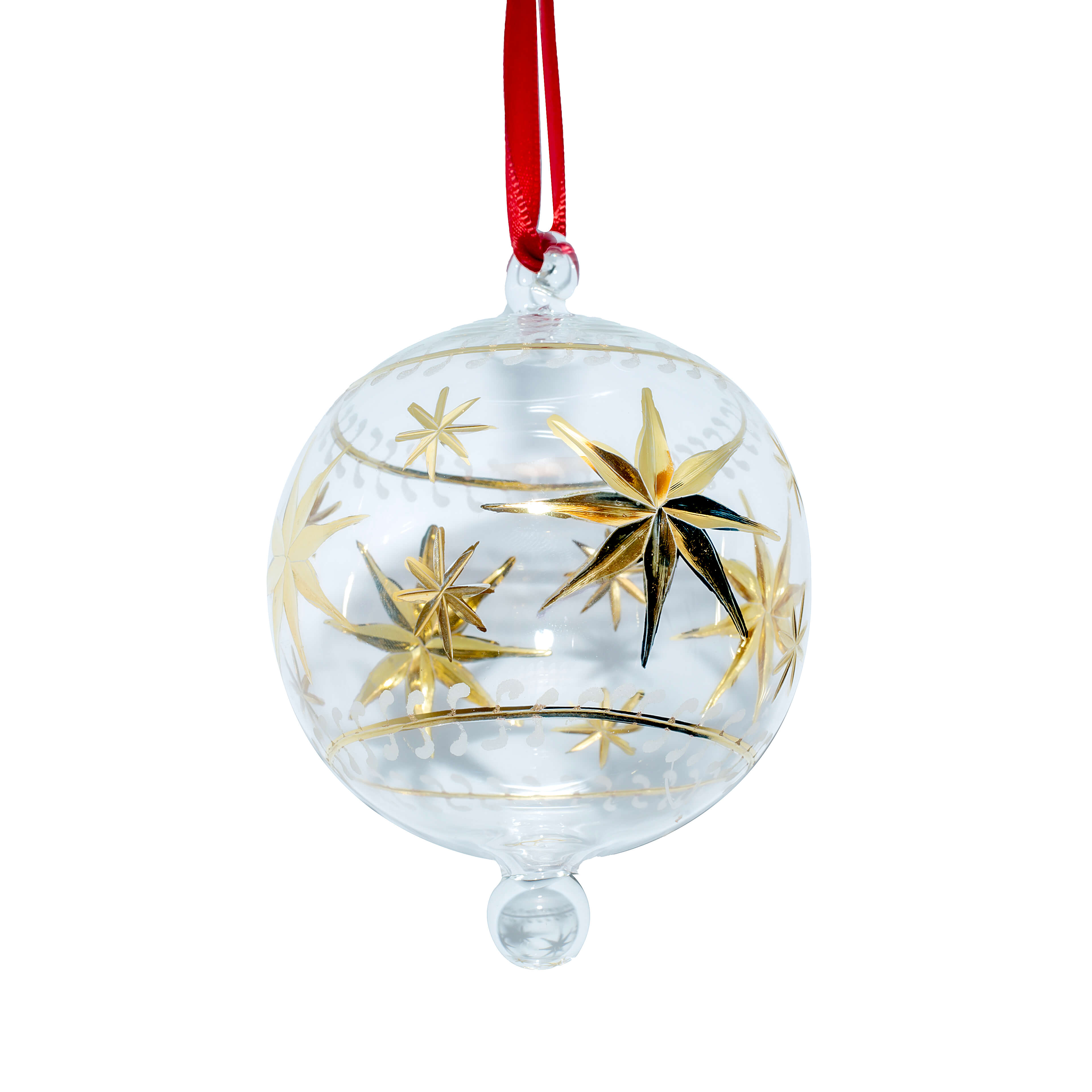 زينة كريسماس زجاجية بنقوش النجوم الذهبية