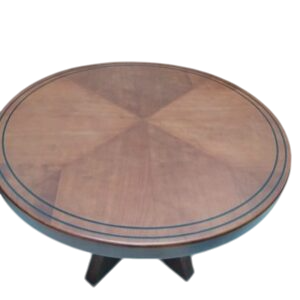 Fan-Pattern Circular Coffee Table With Stunning Inlay Design and Stylish Cross Base 0