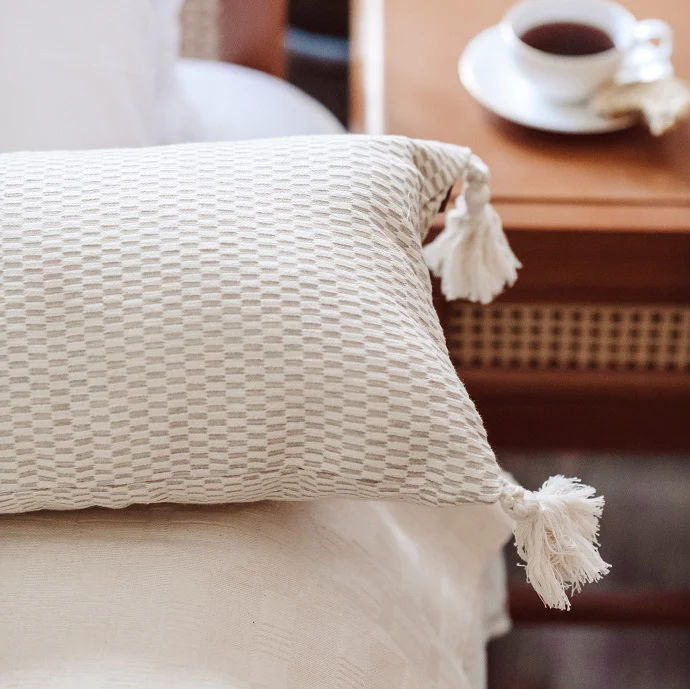 Light Checkered Akhmim Cushion 1