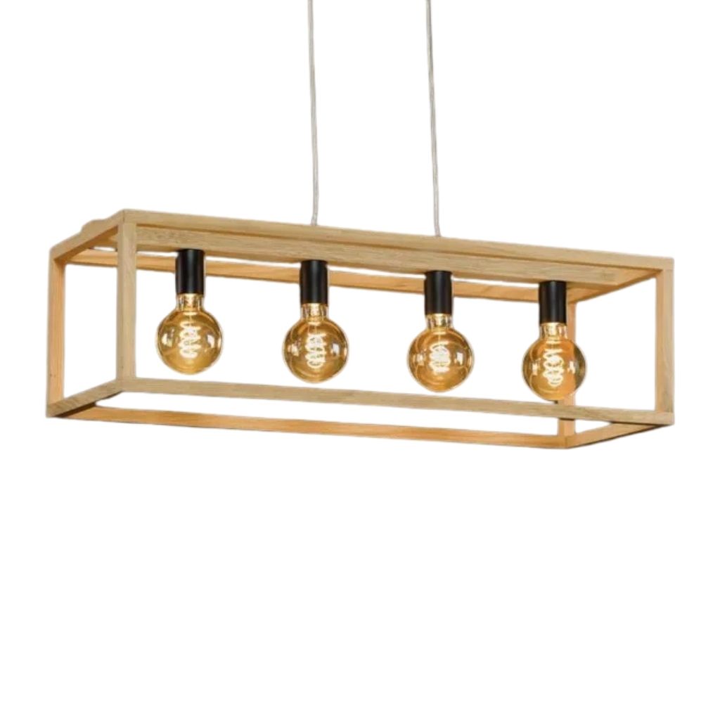 Modern Wood & Steel 4 Bulb Pendant - YL1109 image