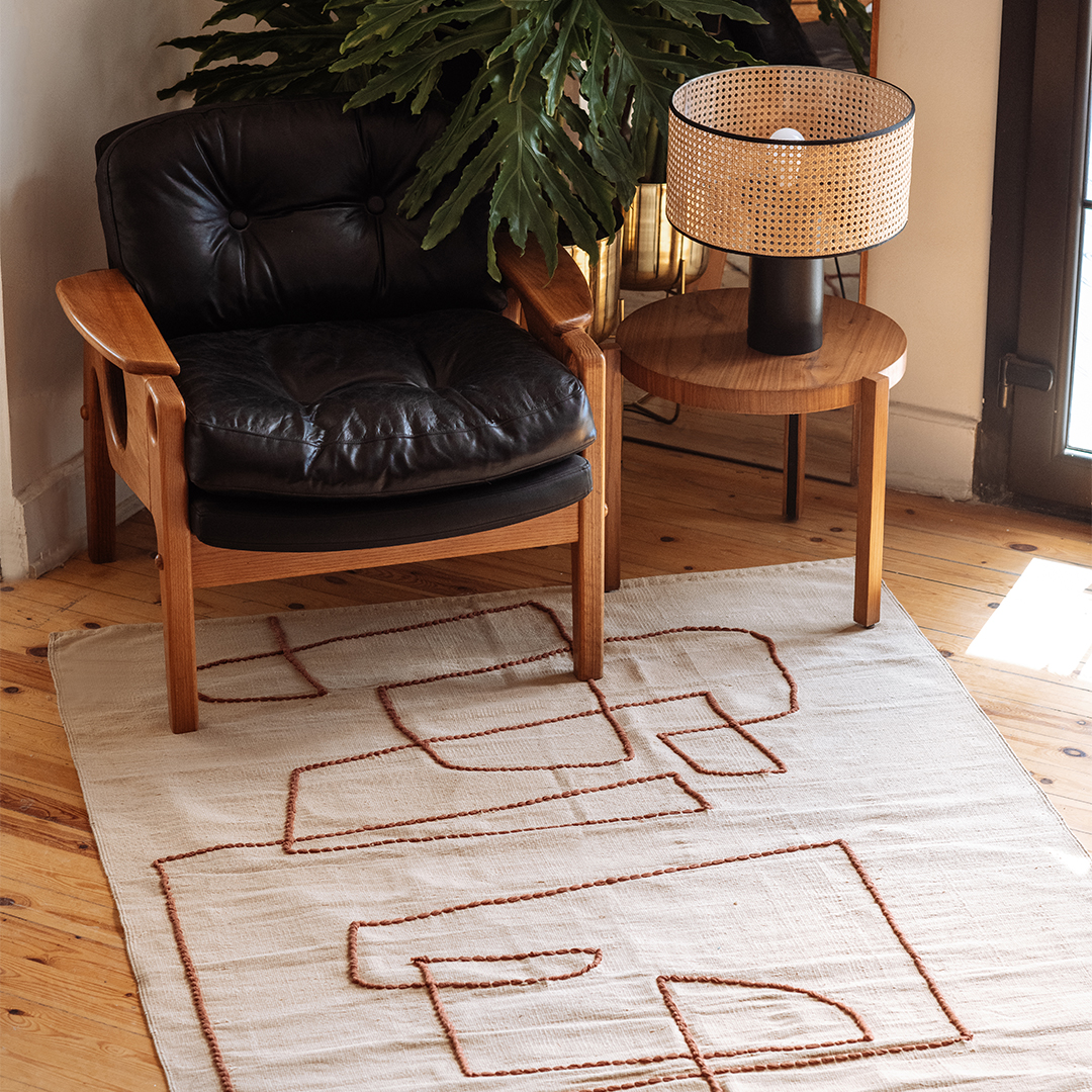 Tangle Abstract Kilim Rug – Minimalist Cotton Handwoven Design 1