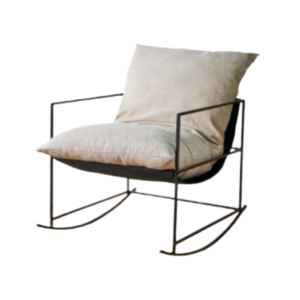 Hollow - Rocking Chair With Metal Frame & Cushioned Seat 0