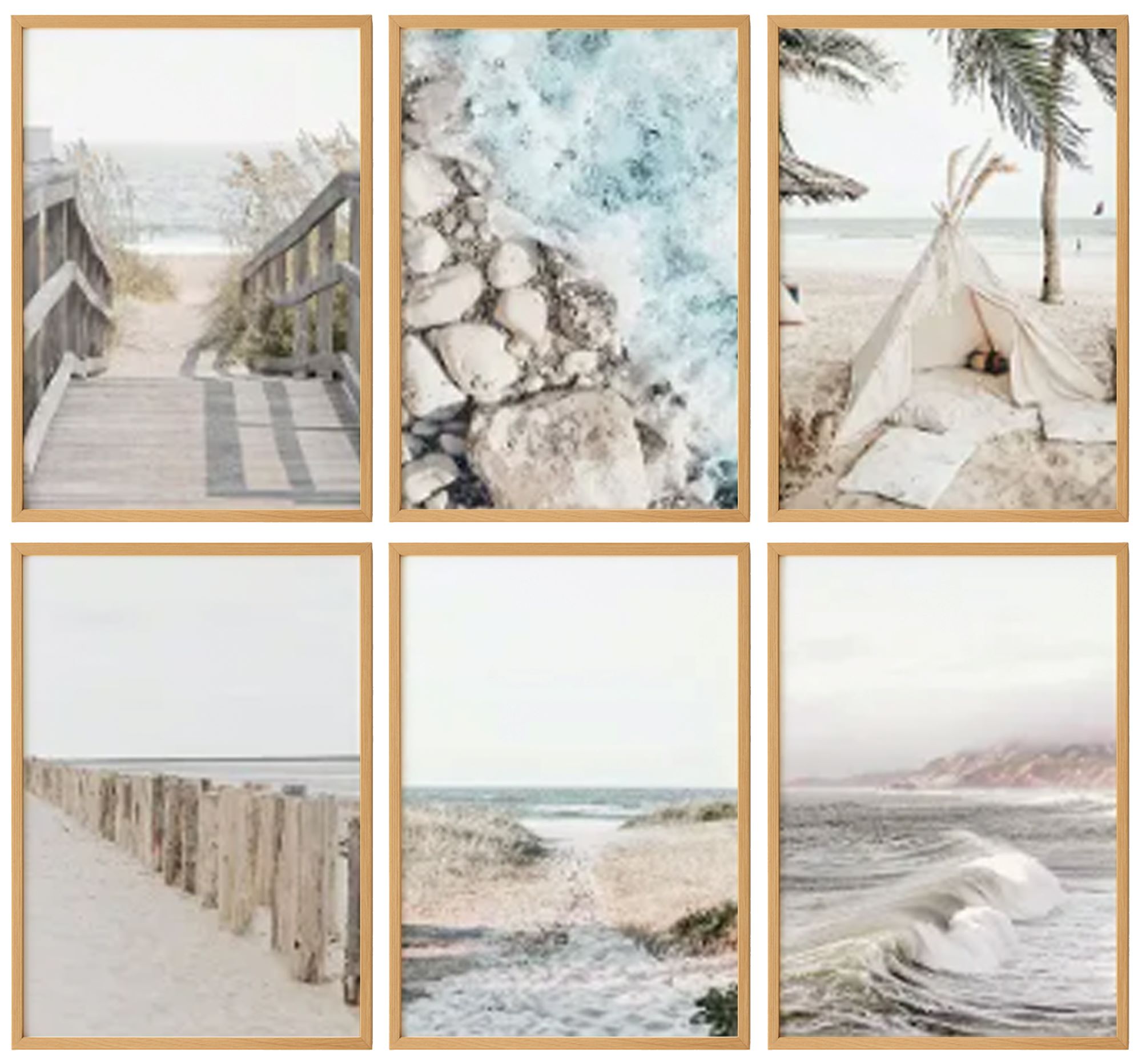 Beach Neutral Gallery Wall Set of 6 0
