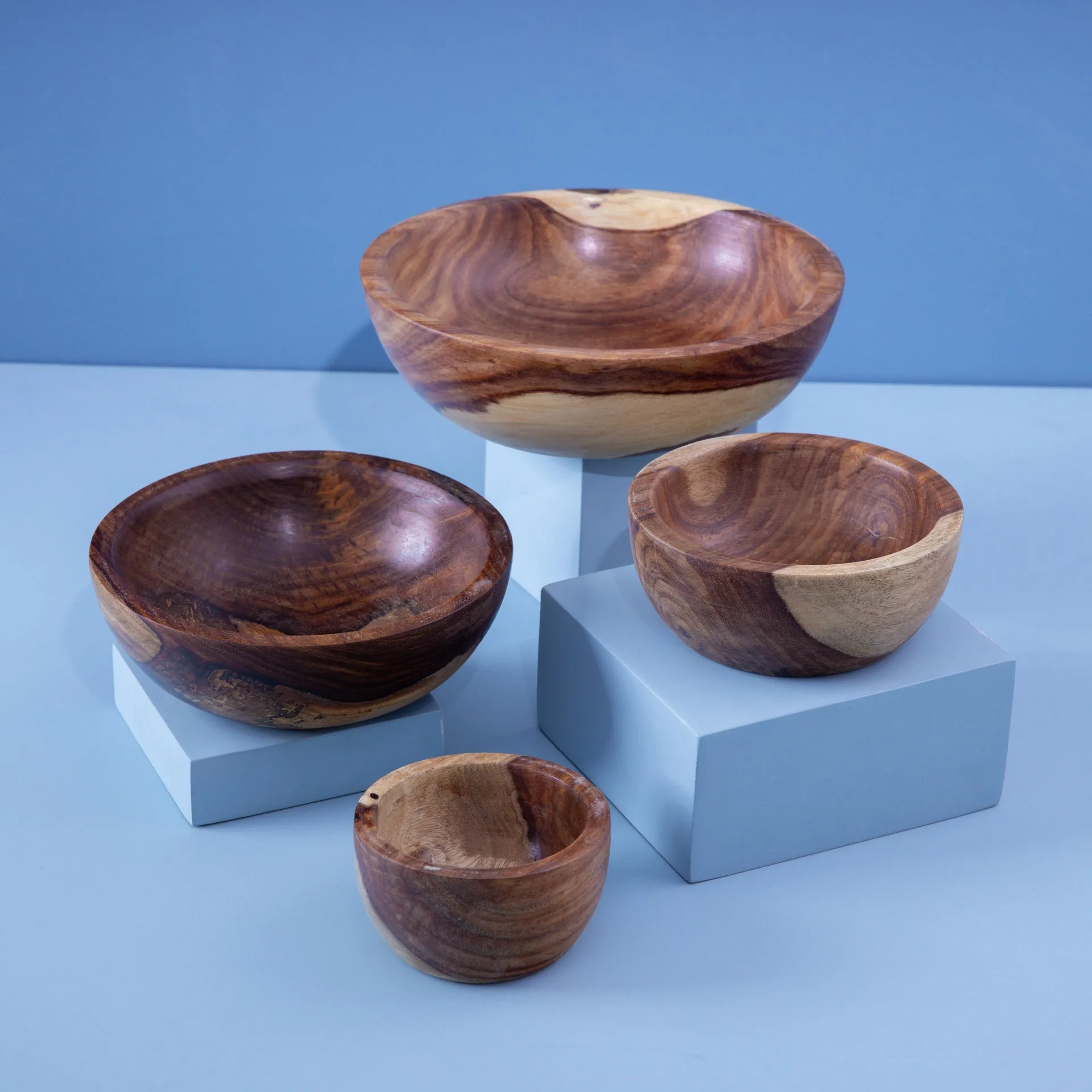 Set of Wooden Circular Bowls 1