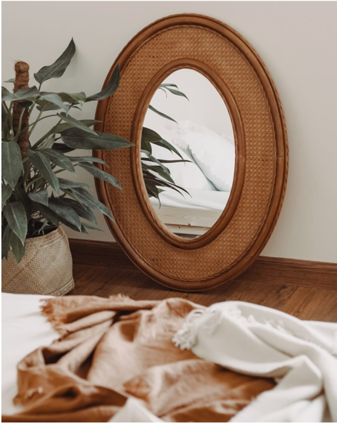 Aurora Bamboo and Cané Mirror – Natural Rustic Charm 0