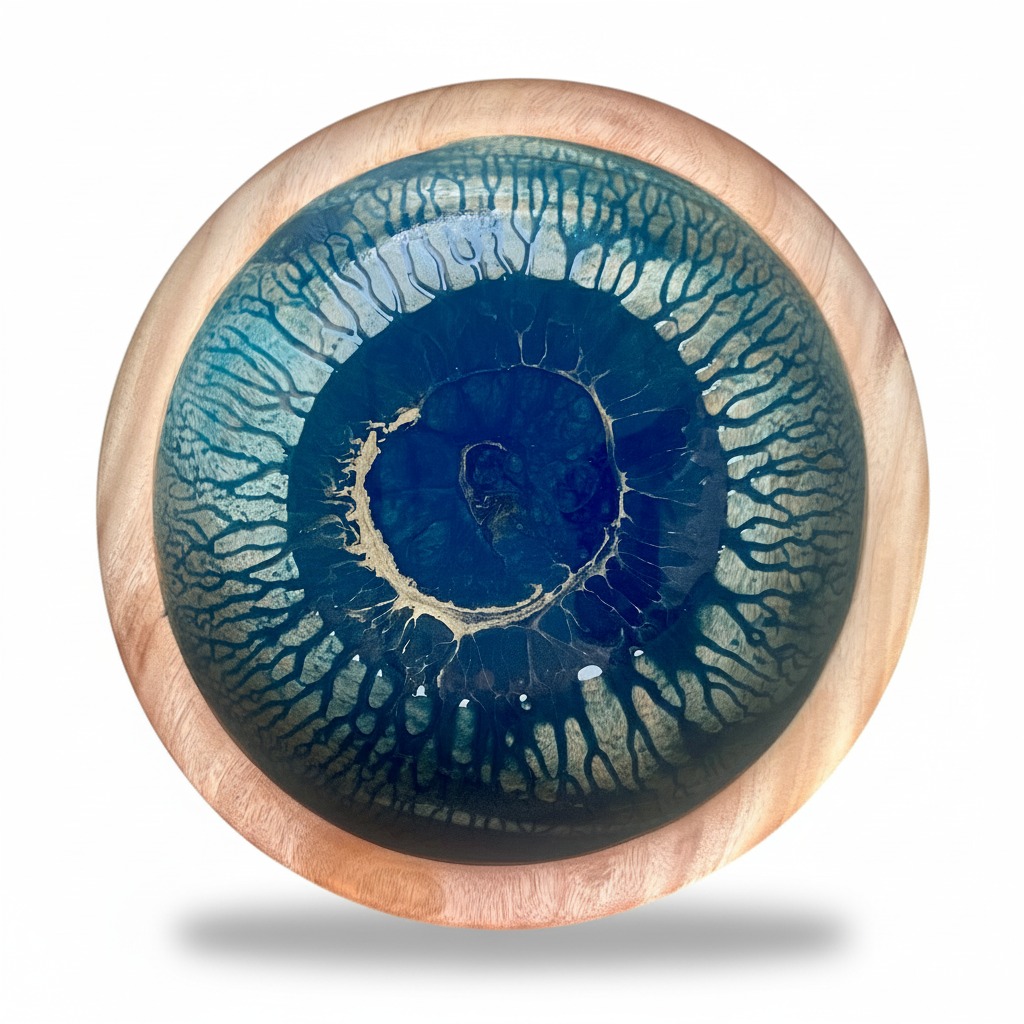 Blue Epoxy Bowl – A Unique Handmade Kaya Wood Centerpiece 0