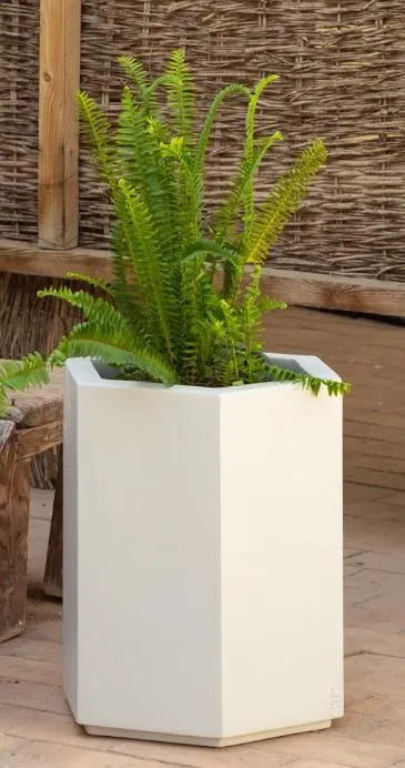 Fiber Hex Plant Pot White 1