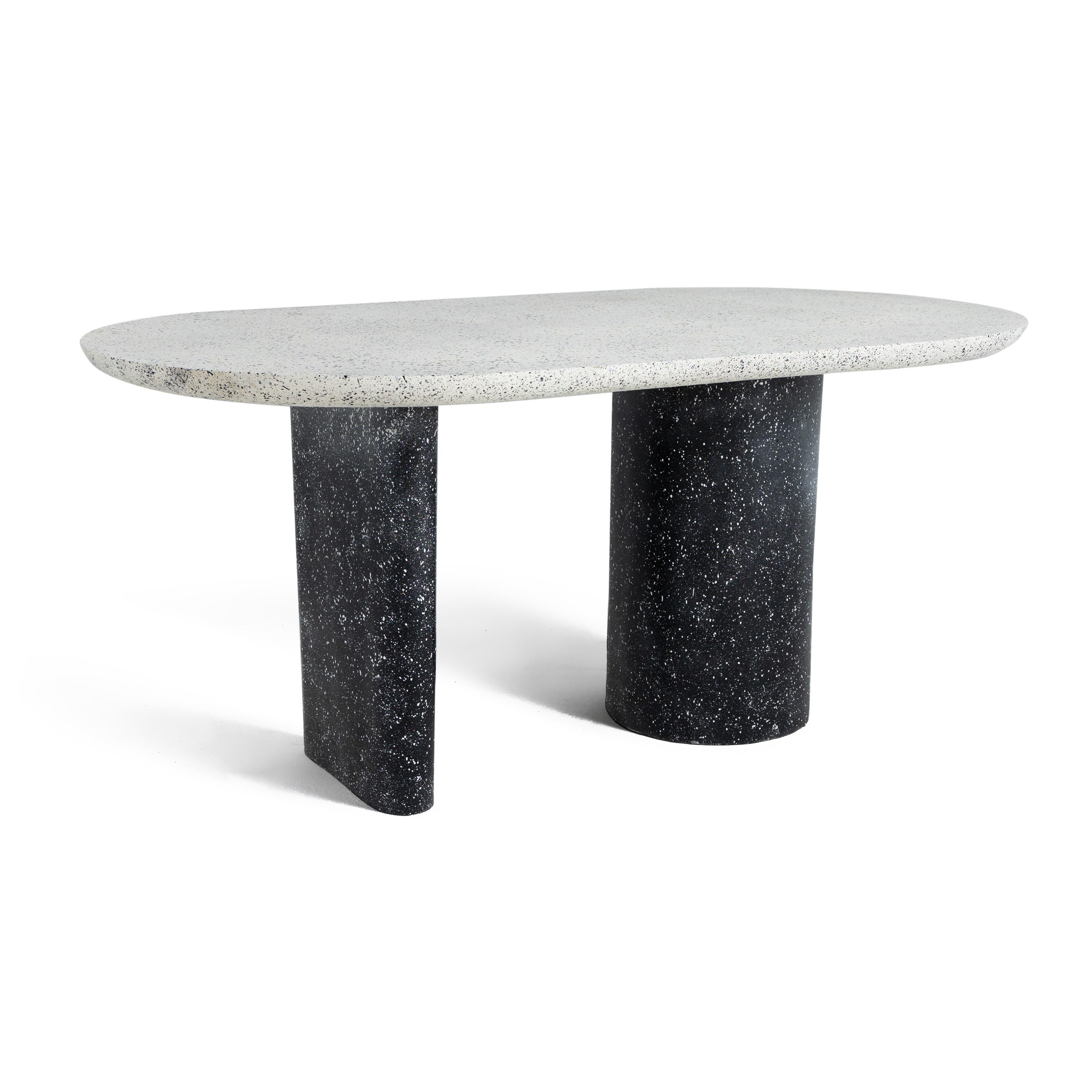 Keira Oval Fiberglass Dining Table With Stone Finish 1