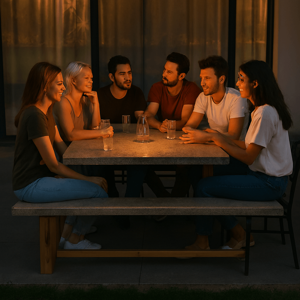 Bella Solid Oak Wood Dining Set With Concrete Top 2