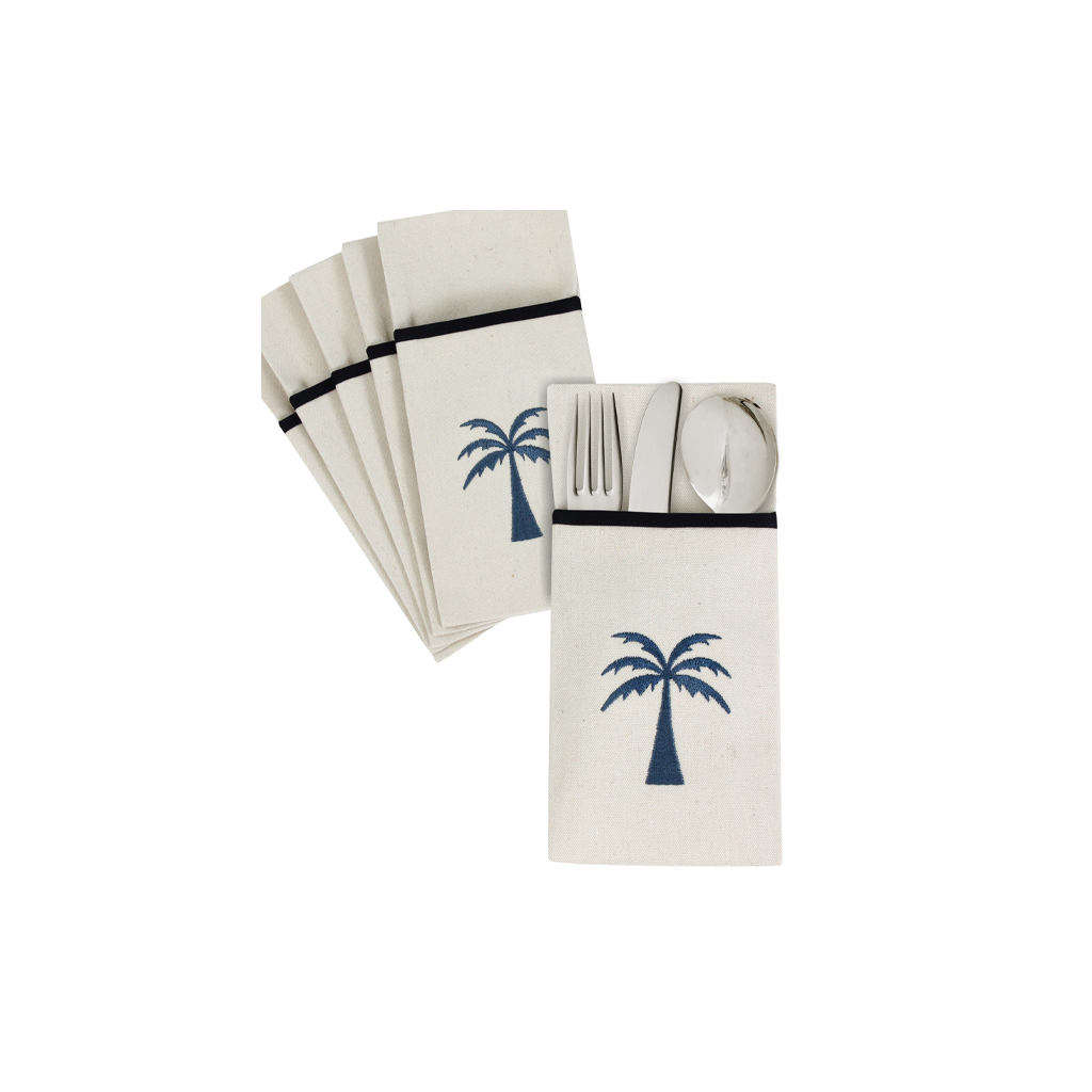 Blue Palm Cutlery Holder Set 0