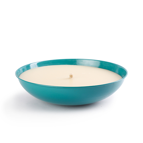 Large Outdoor Lemon Scented Citronella Bowl in Teal - Off White image