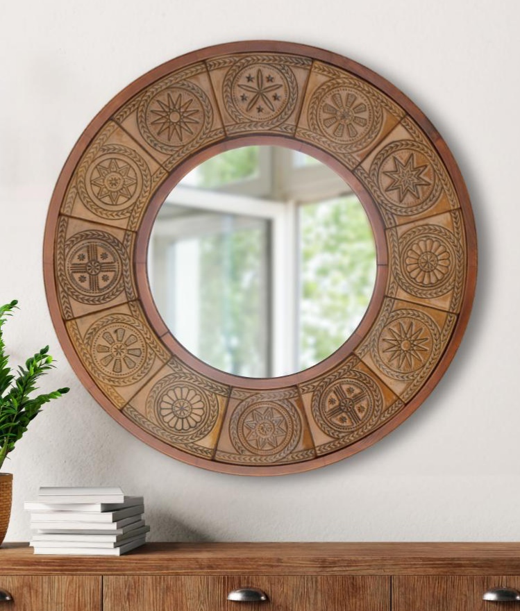 Aghrew Ceramic Mirror with Wooden Frame  3
