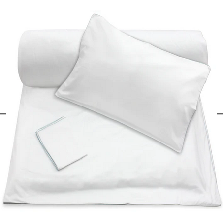 White Duvet with Light Blue Piping + Pillowcases (600 TC) 0