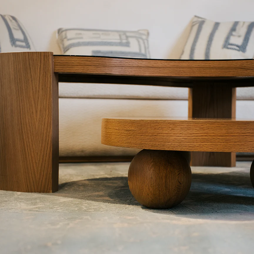 Dunes Coffee Table - Two Levels - Beech Wood - Glass Top 3