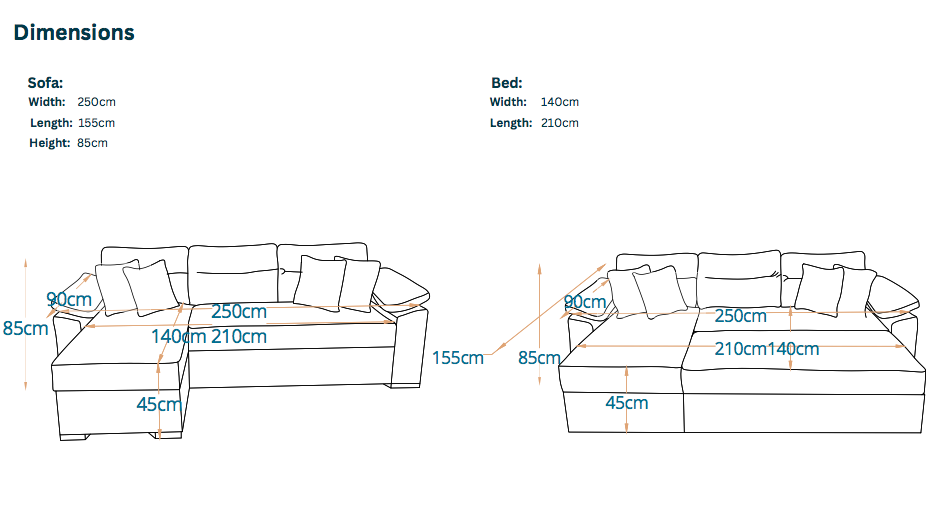 Milan Pull Out Sofa Bed - Chaise Lounge With Storage 2