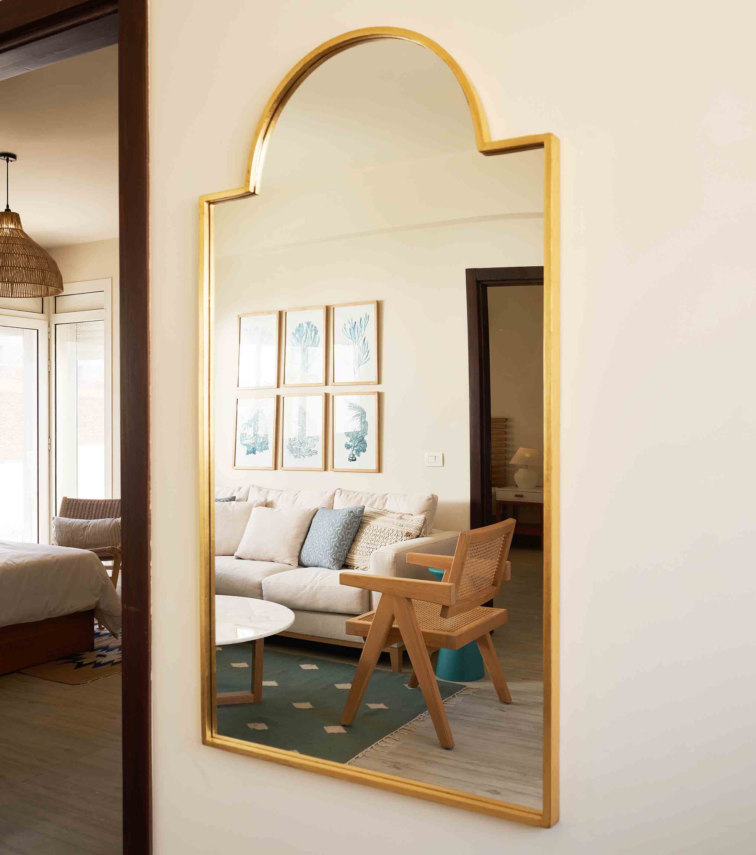 Moroccan Gold Leaf Metal Mirror – Arched Wall Mirror 1