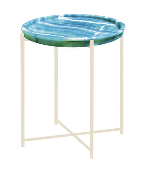 Gleem Tray Table Small - Marble Top - Sleek Legs 0