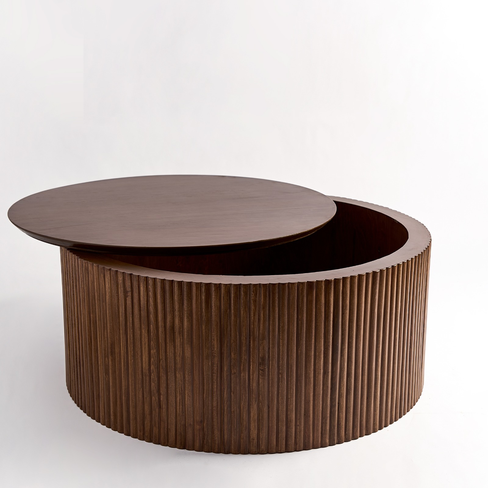 Store Wooden Top - Coffee Table With A Storage Box - Round 1