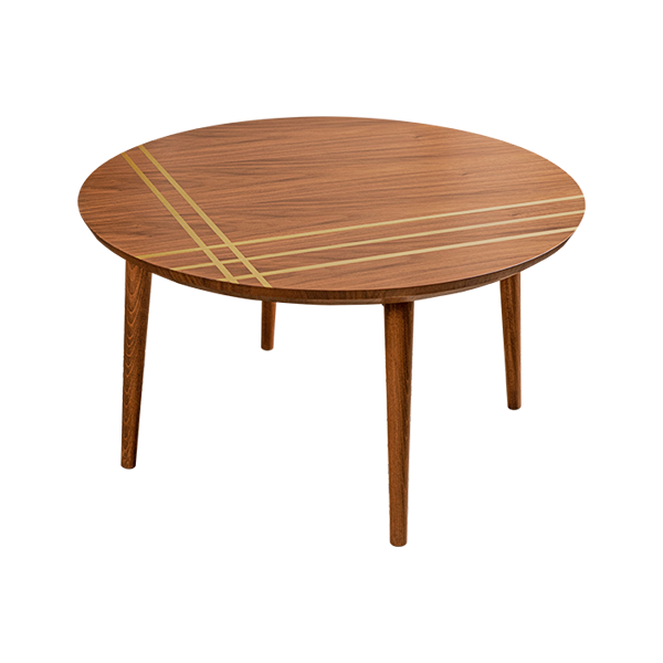 Striped Coffee Table - Round Design - Walnut Veneer 0
