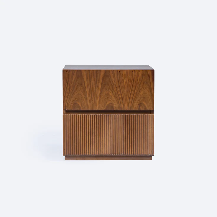 Grooves Nightstand - Beech Wood - 2 Drawers 0