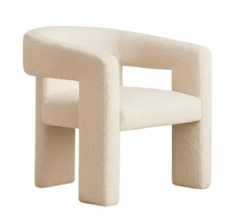 Boucle Fully Upholstered Chair 0
