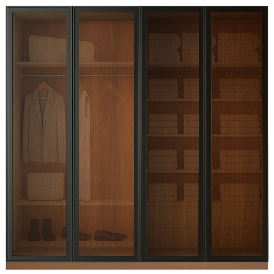 Beyla Glass and Metal Doors Hinged Wardrobe 0