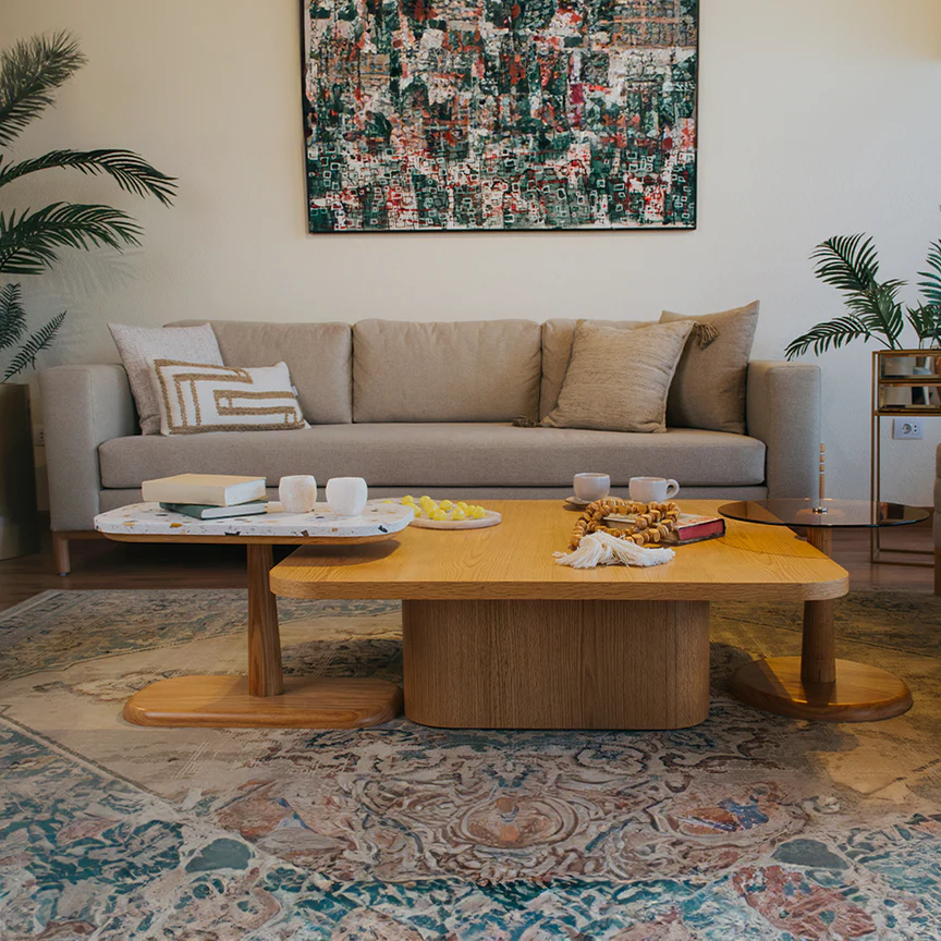 Panna Cotta Coffee Table – Oak, Terrazzo & Glass Mix 3