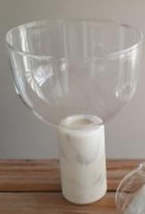 Glass on white marble vase. 0