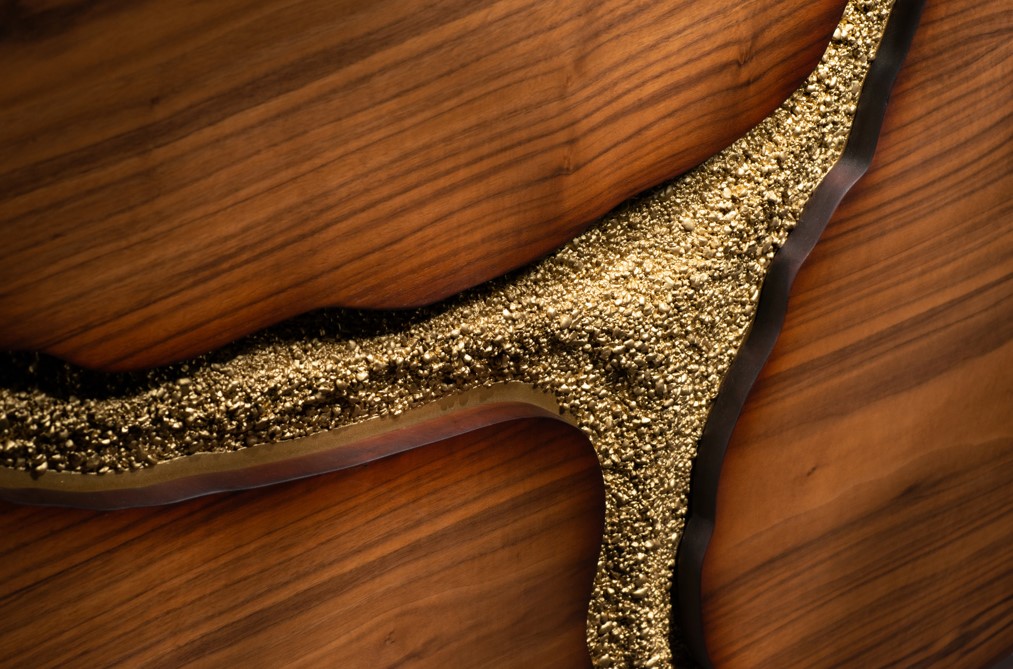 Walnut Wood Buffet - Golden Accents 1