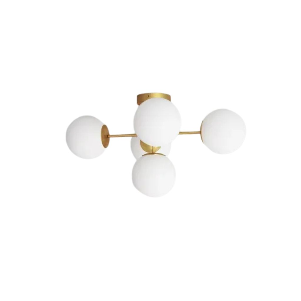 Modern Steel Ceiling Lamp With 5 Opal Globes Gold - YL727 0