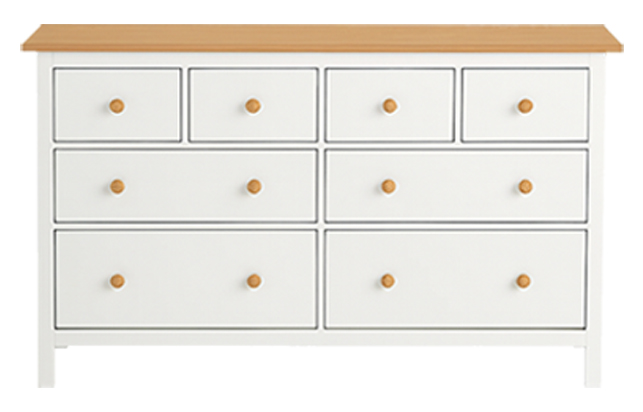 Dresser / Chest of 8 Drawers - Beech Wood & Oak Veneer 0
