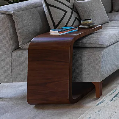 Mode Side Table Small - Slides Under Sofa - Walnut Wood 1