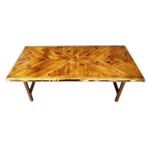 Chevron Wood Dining Table – Sleek Glossy Finish with Stylish Slanted Legs 0