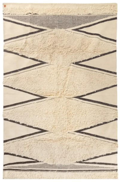 Minimalist Boho Wool Rug – Handwoven with Tribal Geometric Patterns 0