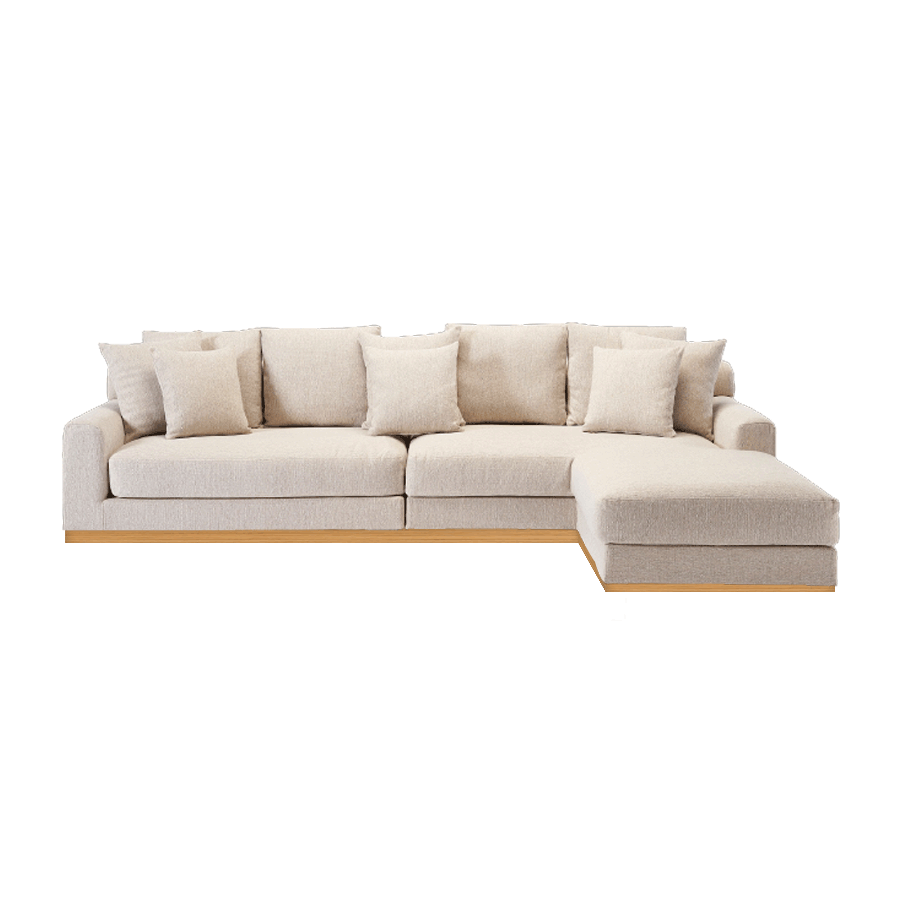 Alenny L-shaped Sofa with wooden skirting 0